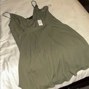 Express Green Asymmetrical Camisole Mini Dress